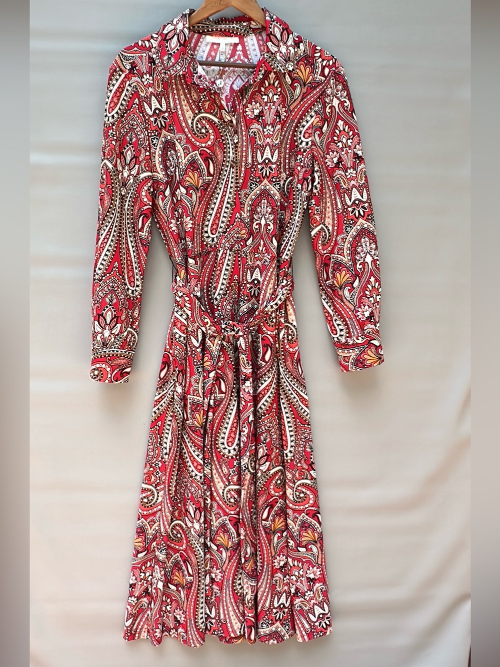 Jude Connally Red Paisley Long-Sleeve Shirt Dress XL NWT - Picture 4 of 11